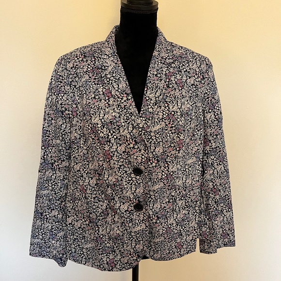 NWOT Tablots Woman Petities Blue Print Blazer